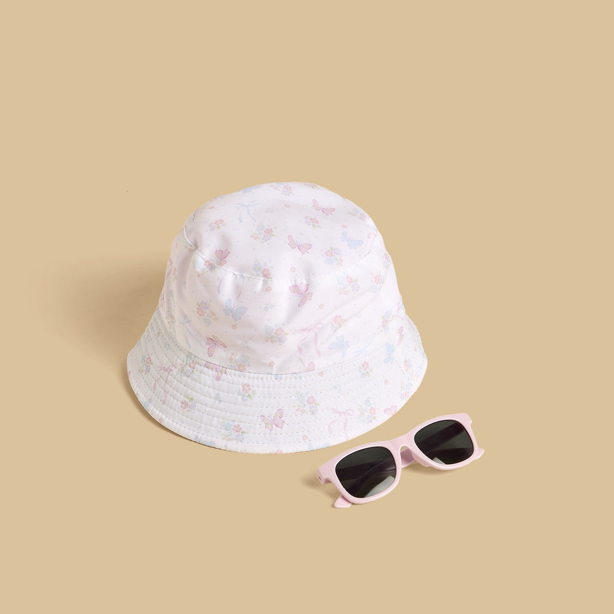 Butterfly Print Cap and Sunglasses Set