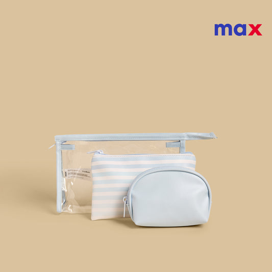 Assorted 3-Piece Pouch Set - Blue