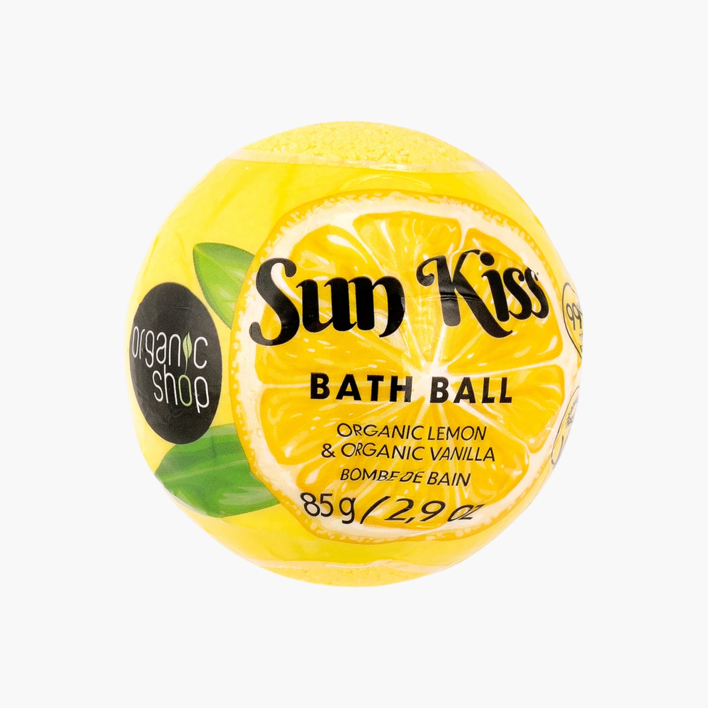 Organic Shop Sun Kiss Organic Lemon and Organic Vanilla Bath Ball - 85 gms