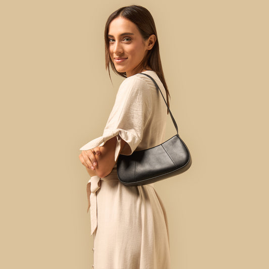 Textured Shoulder Bag with Zip Closure