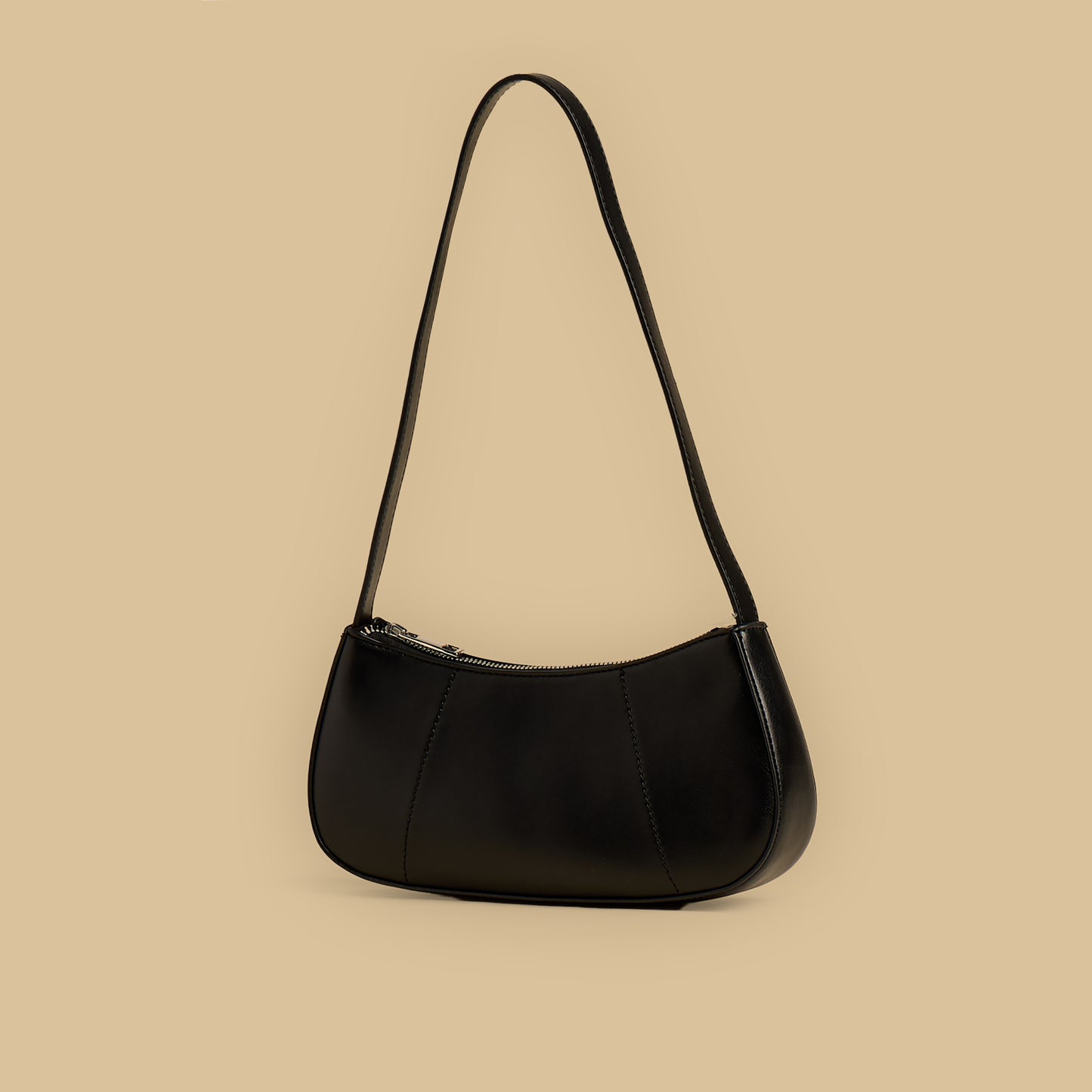 Textured Shoulder Bag with Zip Closure