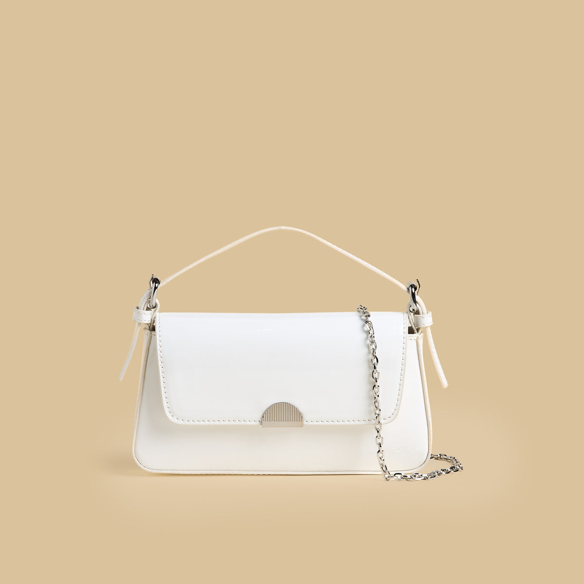 Crossbody Bag with Chain Strap - White