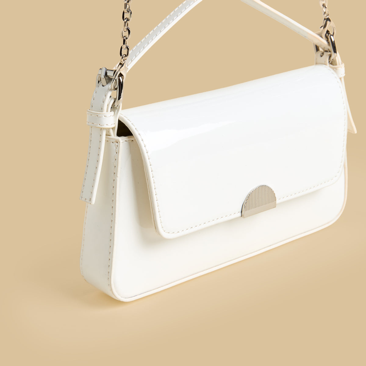 Crossbody Bag with Chain Strap - White
