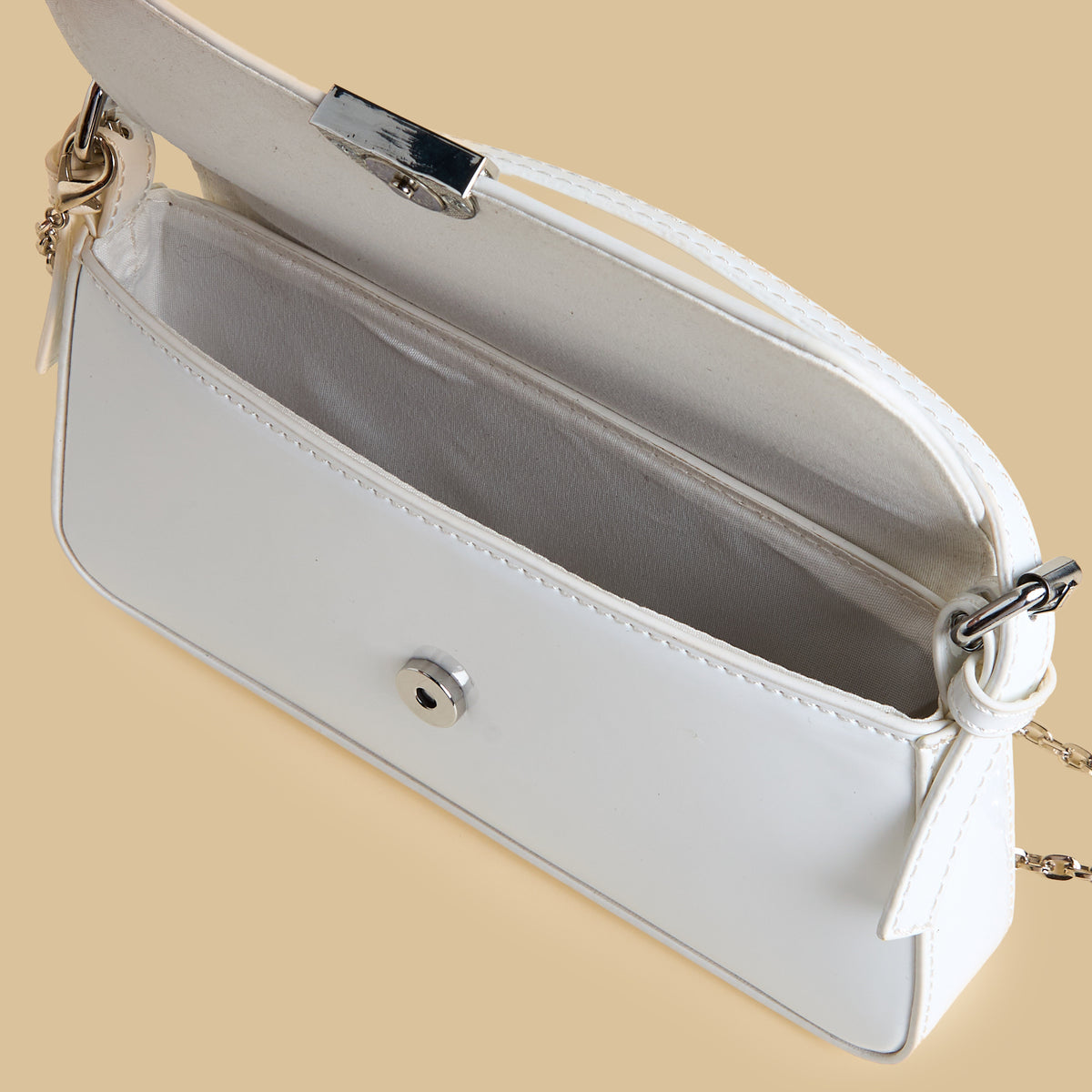 Crossbody Bag with Chain Strap - White