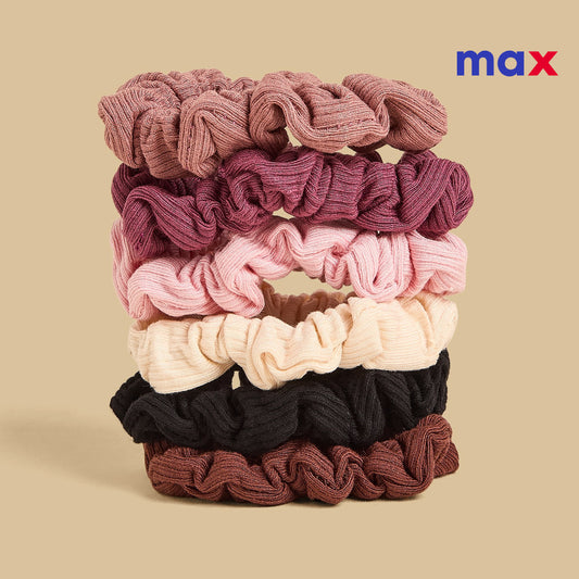 Pack of 6 - Textured Scrunchie