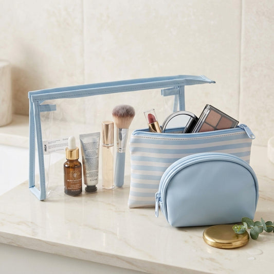 Assorted 3-Piece Pouch Set - Blue