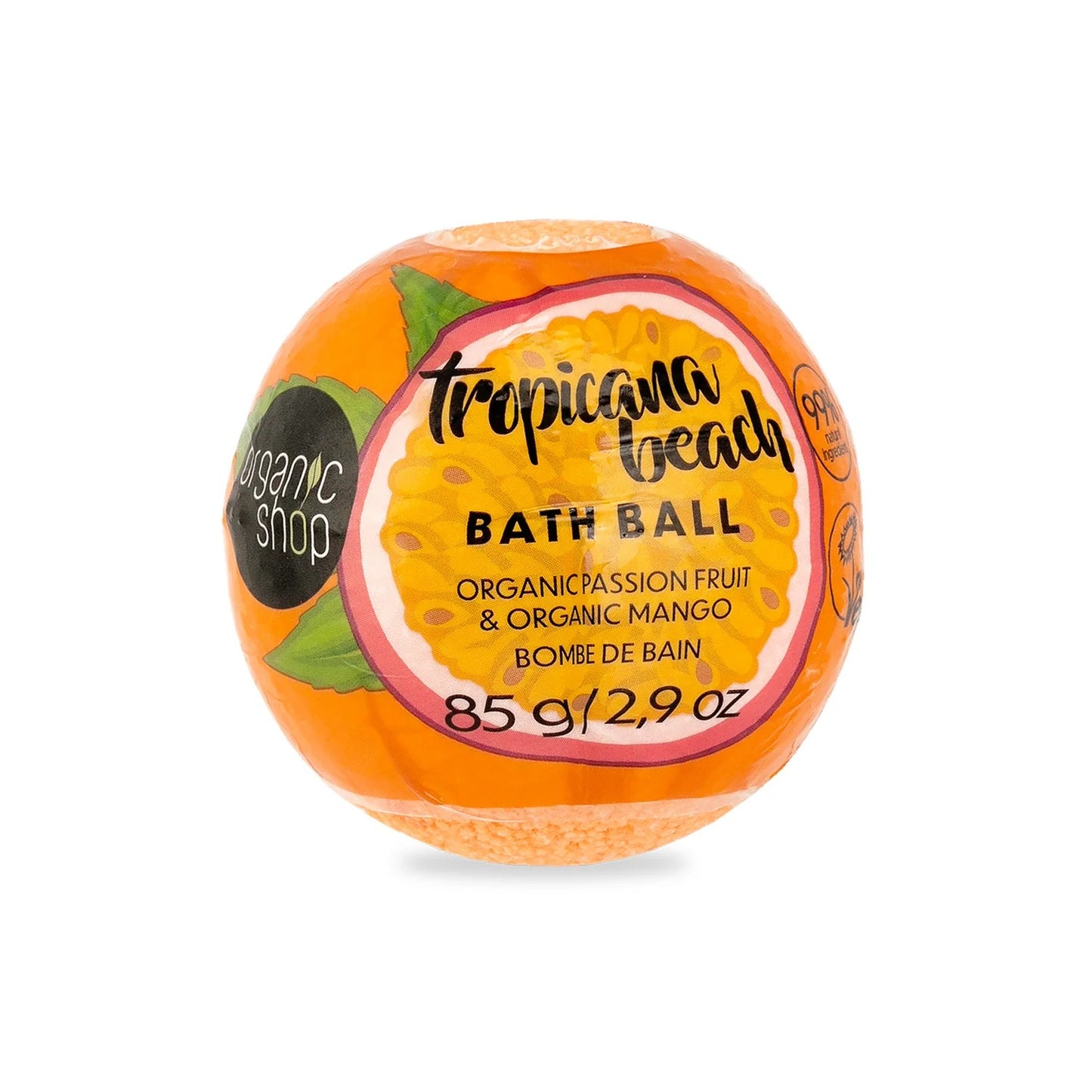 Organic Shop Tropicana Beach Organic Passion Fruit and Mango Bath Ball - 85 gms